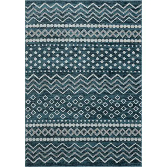 Blue Geometric Washable Area Rug Photo 1