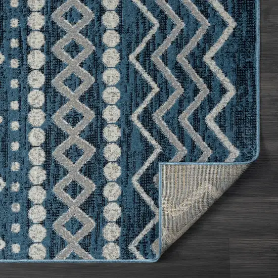 Blue Geometric Washable Area Rug Photo 6