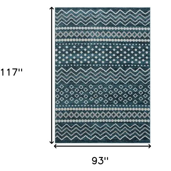 Blue Geometric Washable Area Rug Photo 8