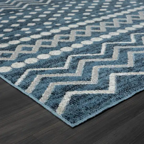 Blue Geometric Washable Area Rug Photo 4