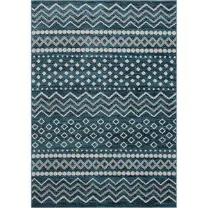 Photo of Blue Geometric Washable Area Rug