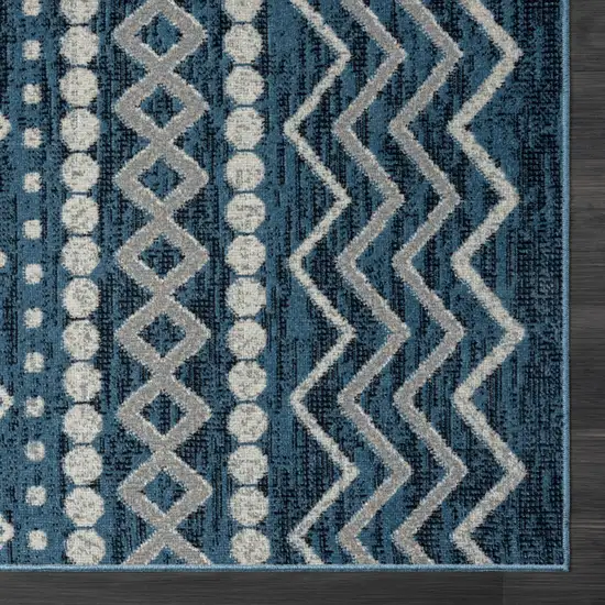 Blue Geometric Washable Area Rug Photo 3