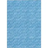 Photo of Blue Geometric Washable Indoor Outdoor Area Rug