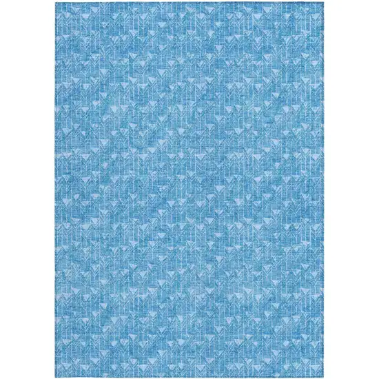 Blue Geometric Washable Indoor Outdoor Area Rug Photo 2