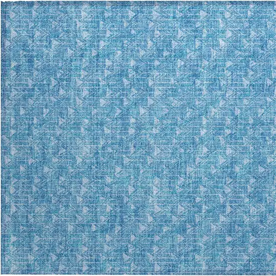 Blue Geometric Washable Non Skid Indoor Outdoor Area Rug Photo 6