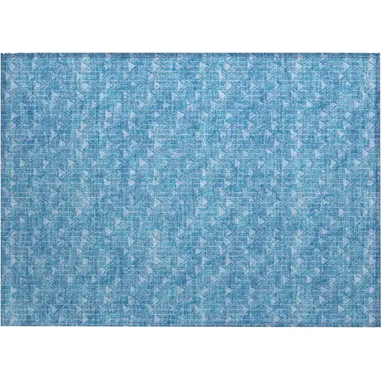 Blue Geometric Washable Non Skid Indoor Outdoor Area Rug Photo 2