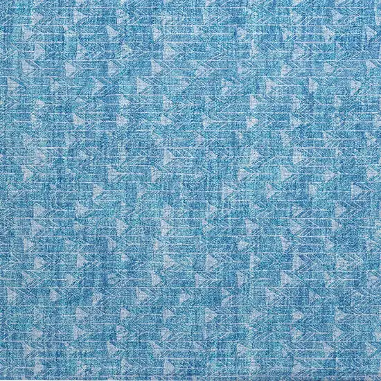 Blue Geometric Washable Non Skid Indoor Outdoor Area Rug Photo 5