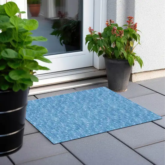 Blue Geometric Washable Non Skid Indoor Outdoor Area Rug Photo 7