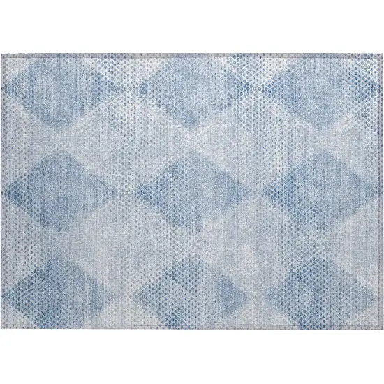 Blue Geometric Washable Non Skid Indoor Outdoor Area Rug Photo 1