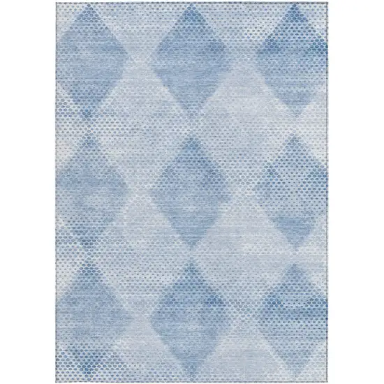 Blue Geometric Washable Non Skid Indoor Outdoor Area Rug Photo 4