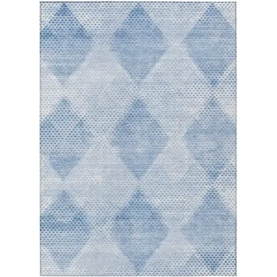 Blue Geometric Washable Non Skid Indoor Outdoor Area Rug Photo 2