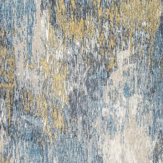 Blue and Gold Abstract Area Rug Photo 8