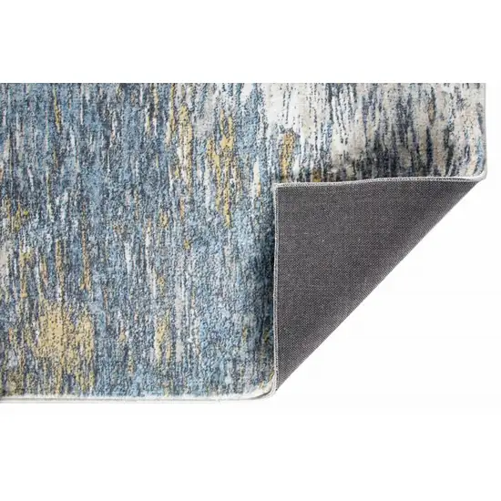Blue Gold Abstract Painting Modern Area Rug Photo 3