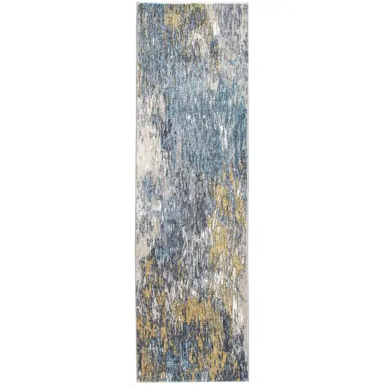 Blue Gold Abstract Painting Modern Area Rug Photo 4