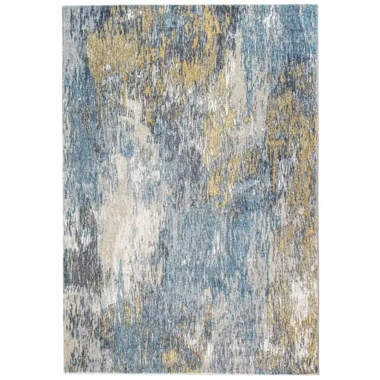 Blue and Gold Abstract Area Rug Photo 9