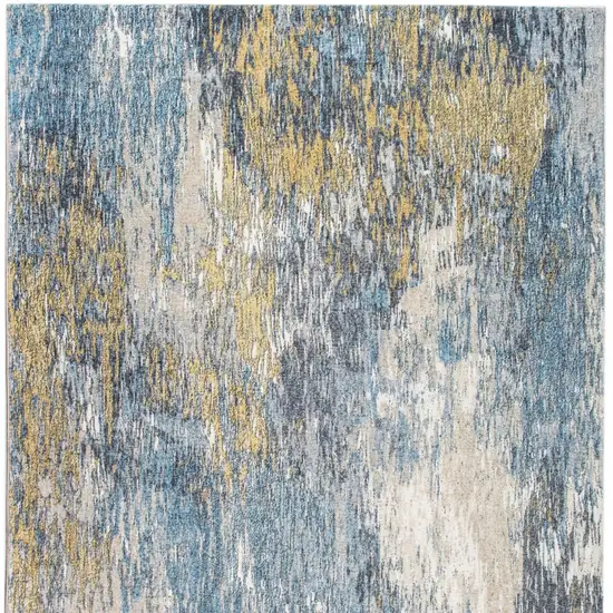 Blue and Gold Abstract Area Rug Photo 9