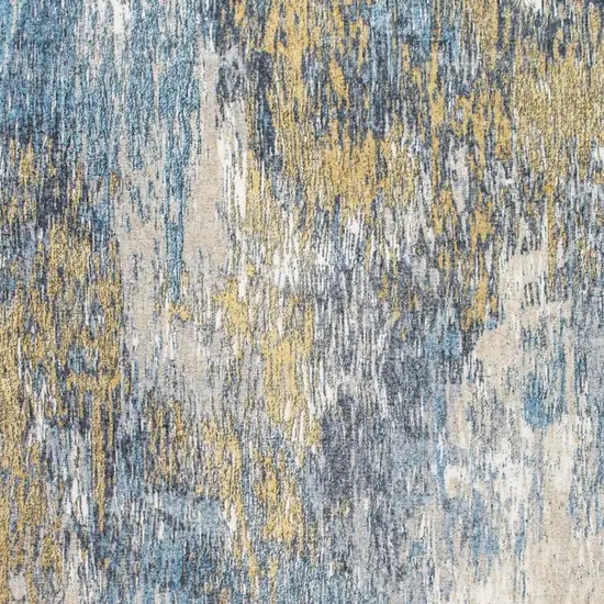 Blue and Gold Abstract Area Rug Photo 8