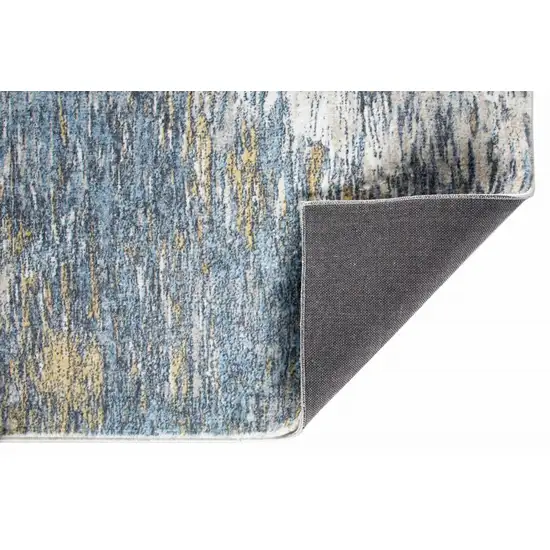 Blue Gold Abstract Painting Modern Runner Rug Photo 3