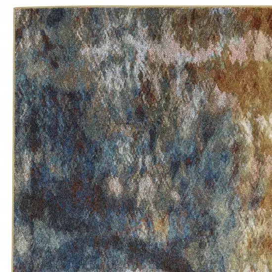 Blue Gold Teal Rust Grey And Beige Abstract Power Loom Stain Resistant Area Rug Photo 10