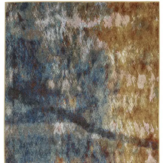 Blue Gold Teal Rust Grey And Beige Abstract Power Loom Stain Resistant Area Rug Photo 11