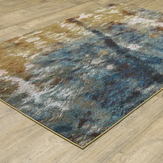 Blue Gold Teal Rust Grey And Beige Abstract Power Loom Stain Resistant Area Rug Photo 5