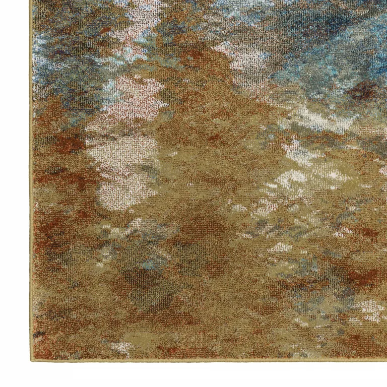 Blue Gold Teal Rust Grey And Beige Abstract Power Loom Stain Resistant Area Rug Photo 3