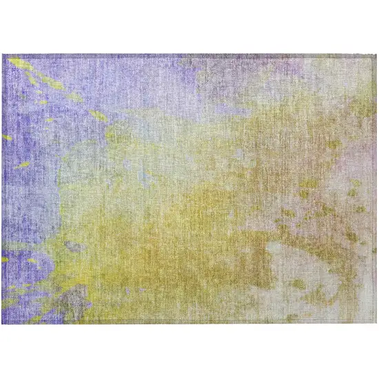 Blue Gold and Wheat Abstract Washable Non Skid Indoor Outdoor Area Rug Photo 5