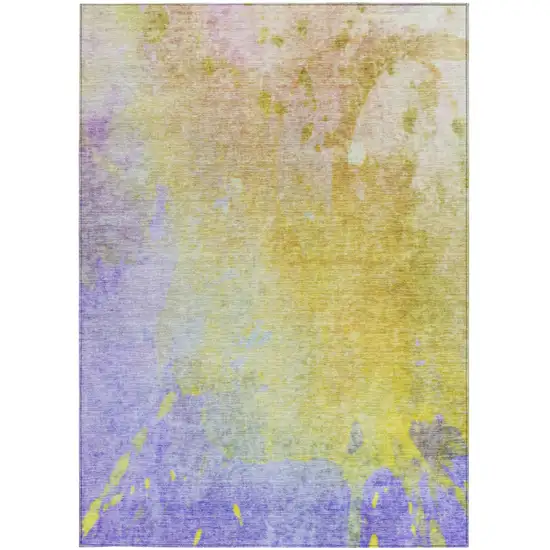 Blue Gold and Wheat Abstract Washable Non Skid Indoor Outdoor Area Rug Photo 5