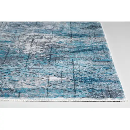 Blue Gray Abstract Cuboid Modern Area Rug Photo 2