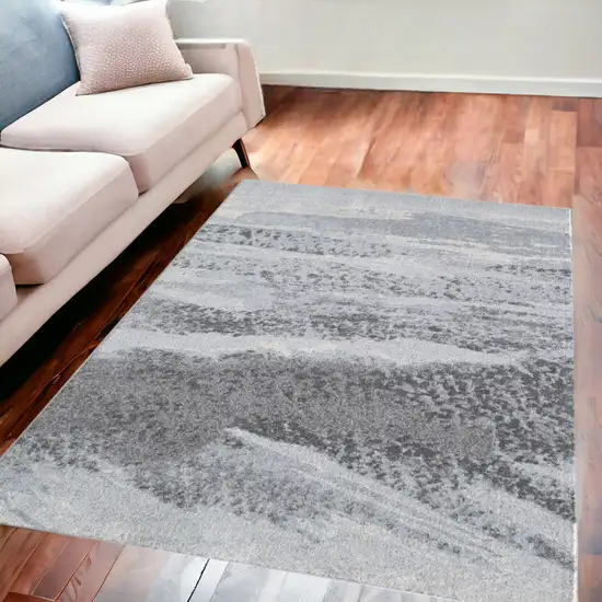 Blue And Gray Abstract Dhurrie Area Rug Photo 1