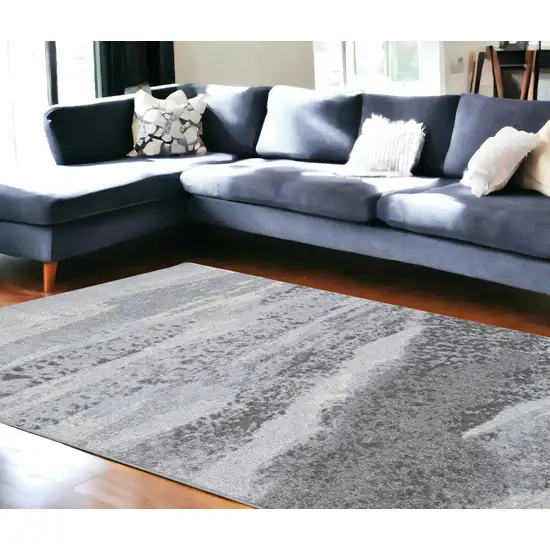 Blue And Gray Abstract Dhurrie Area Rug Photo 1