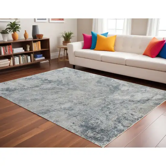 Blue Gray Abstract Power Loom Area Rug Photo 1