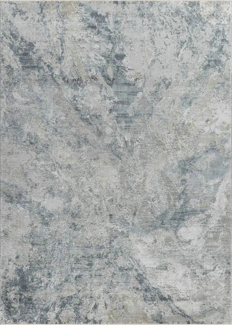 Blue Gray Abstract Power Loom Area Rug Photo 5