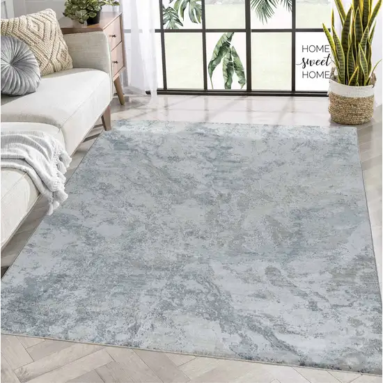 Blue Gray Abstract Power Loom Area Rug Photo 7