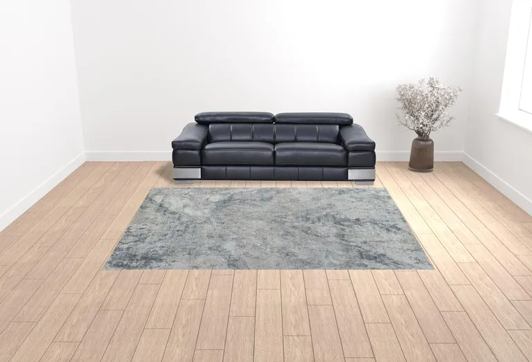 Blue Gray Abstract Power Loom Area Rug Photo 1