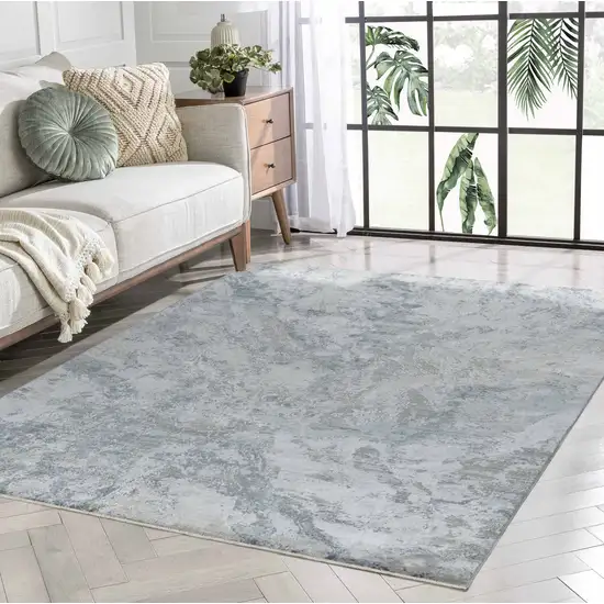 Blue Gray Abstract Power Loom Area Rug Photo 2