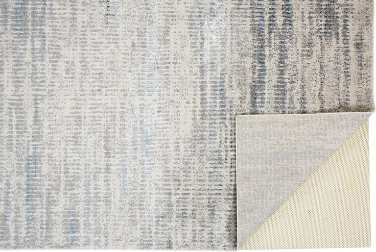 Blue Gray And Ivory Abstract Area Rug Photo 4