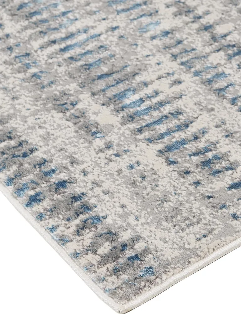 Blue Gray And Ivory Abstract Area Rug Photo 3