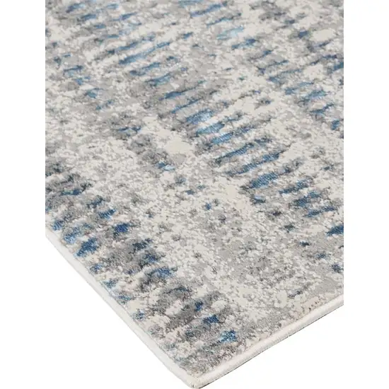 Blue Gray And Ivory Abstract Area Rug Photo 3