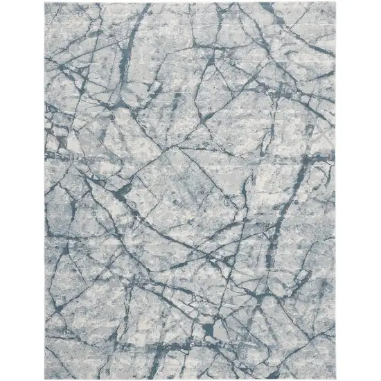 Blue Gray And Ivory Abstract Distressed Stain Resistant Area Rug Photo 1