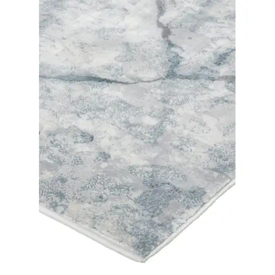 Blue Gray And Ivory Abstract Distressed Stain Resistant Area Rug Photo 3