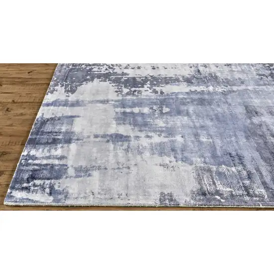 Blue Gray And Ivory Abstract Hand Woven Area Rug Photo 3