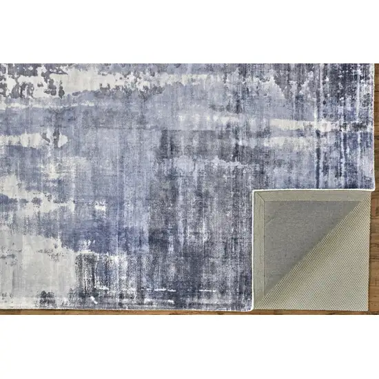 Blue Gray And Ivory Abstract Hand Woven Area Rug Photo 5