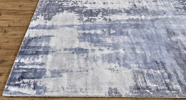 Blue Gray And Ivory Abstract Hand Woven Area Rug Photo 3