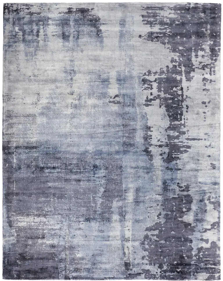 Blue Gray And Ivory Abstract Hand Woven Area Rug Photo 1