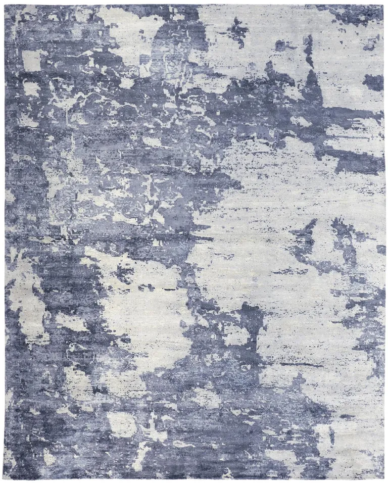 Blue Gray And Ivory Abstract Hand Woven Area Rug Photo 1