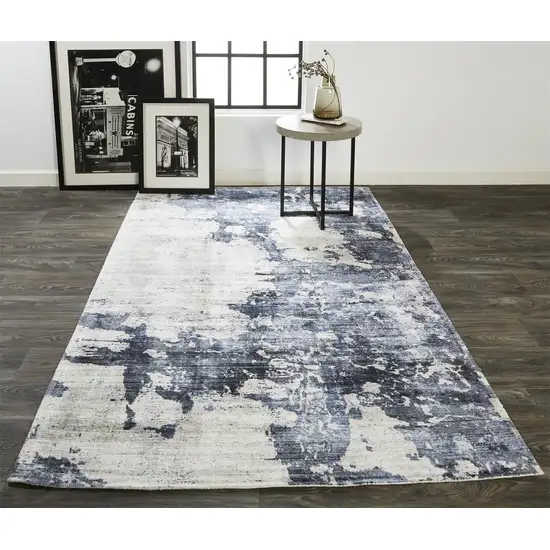 Blue Gray And Ivory Abstract Hand Woven Area Rug Photo 2