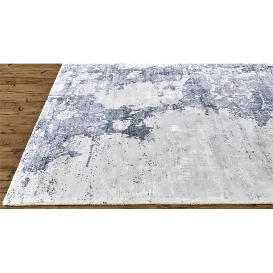 Blue Gray And Ivory Abstract Hand Woven Area Rug Photo 1