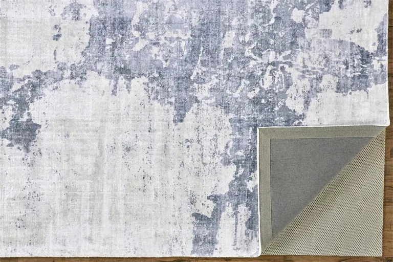 Blue Gray And Ivory Abstract Hand Woven Area Rug Photo 4