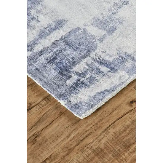 Blue Gray And Ivory Abstract Hand Woven Area Rug Photo 9